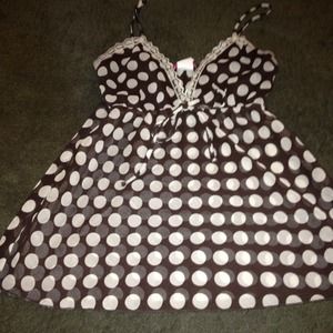 Brown polka dot skinny strap blouse