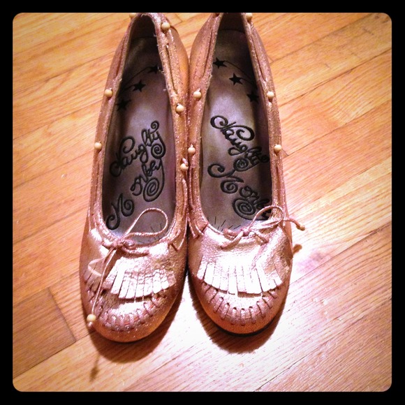 Naughty Monkey Pink Wedge Shimmer Loafer.