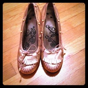 Naughty Monkey Pink Wedge Shimmer Loafer.