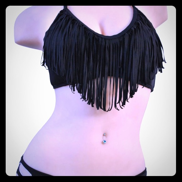 Black fringe bikini size medium