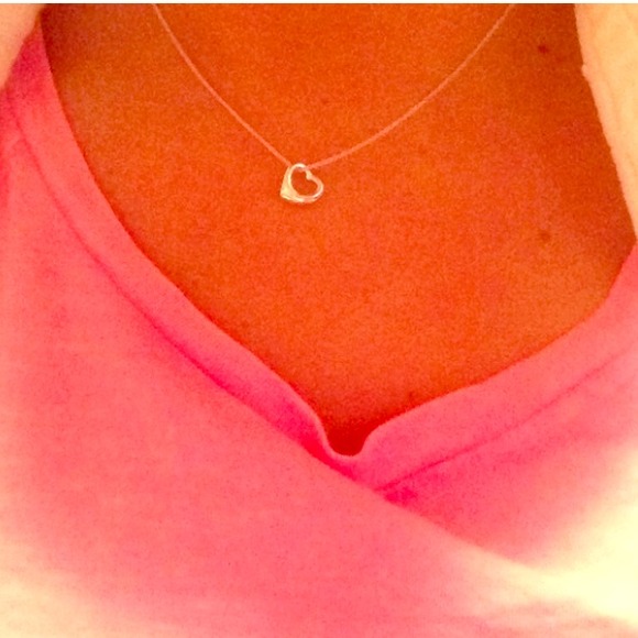 Open heart silver necklace