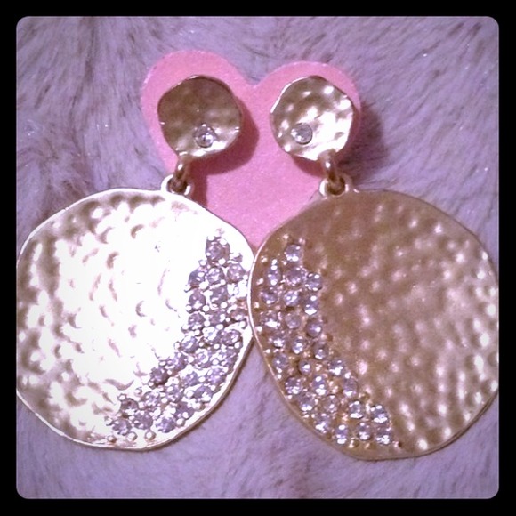 Gold Dangle Earrings with Crystal Ascents