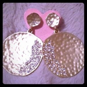 Gold Dangle Earrings with Crystal Ascents