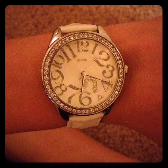 Guess white glitz watch