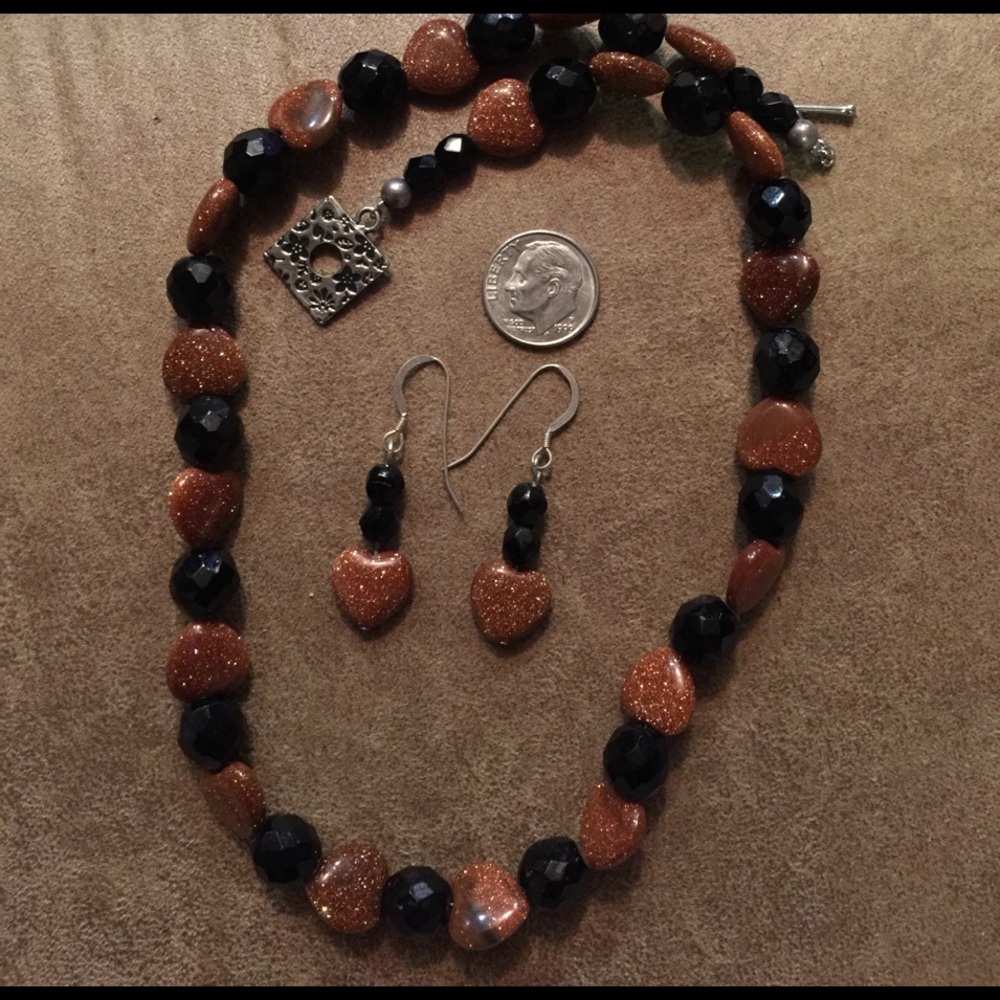 Bead necklace and Earrings