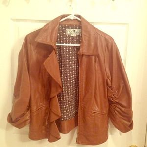 Faux Camel Leather Jacket, size "M"