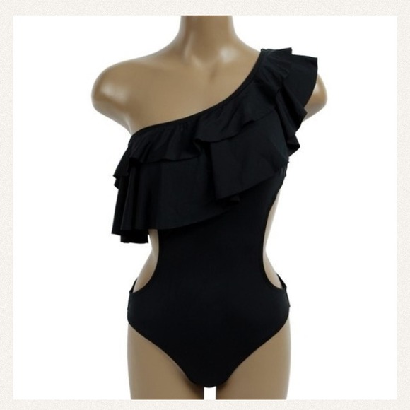 Black ruffled monokini size Medium