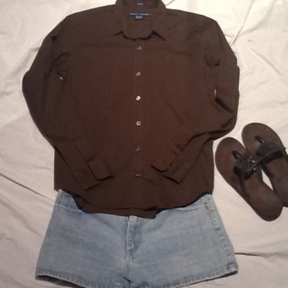 Brown button up - Picture 1 of 4
