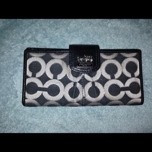 Coach slim wallet black grey silver