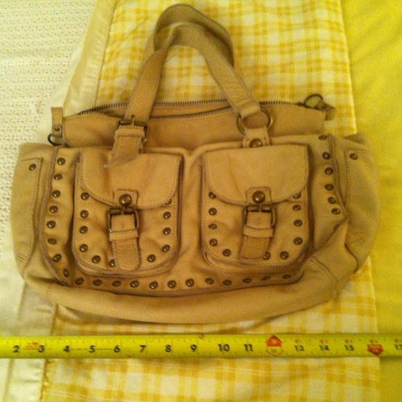 SOLD! Linea Pelle Tan Studded Leather Handbag