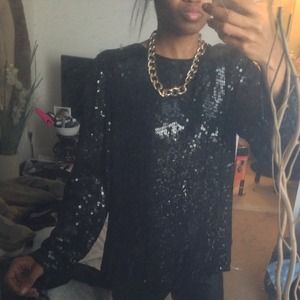 Tops - Vintage black sequin top can fit a small also Tops - Vintage black sequin top can fit a small also
