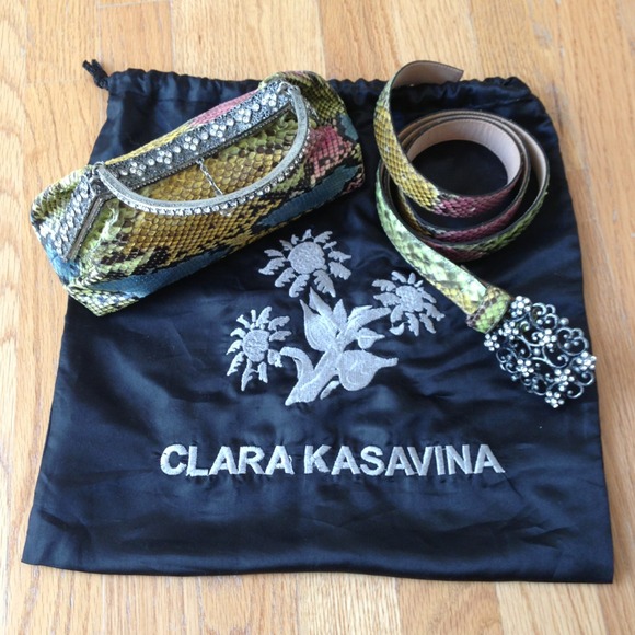 Clara Kasavina Handbags - Clara Kasavina Rainbow Snake Evening Bag & Belt