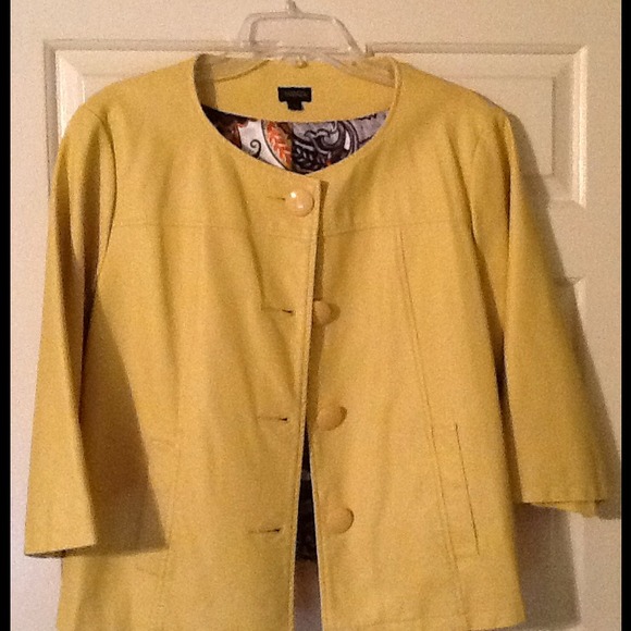 Yellow leather swing coat