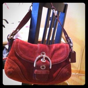 Authentic Coach red suede bag