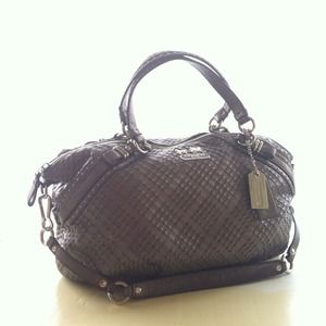 Coach Metallic Gray/ Smoke Woven Handbag