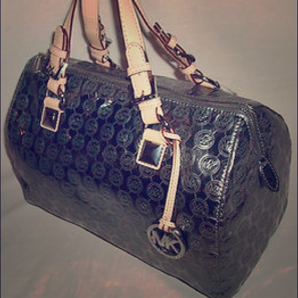 MK Grayson Large Jet Set Monogram Satchel, Black