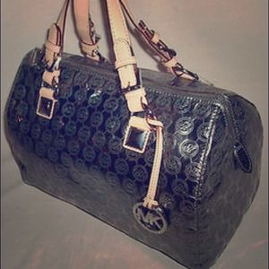 MK Grayson Large Jet Set Monogram Satchel, Black