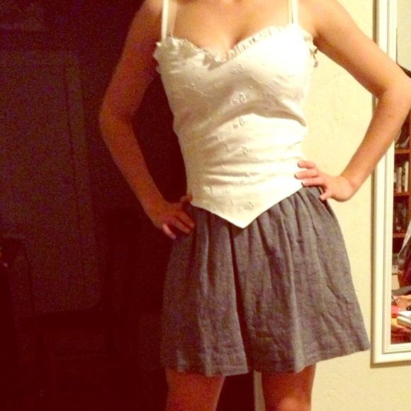 Betsy Johnson white eyelet corset style top!