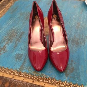 Beautiful Isola Red Patent Leather Heels Size 9.5
