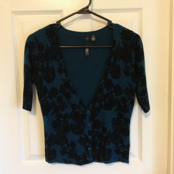 Teal and black cardi