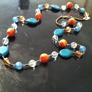 Bronze, turquoise beaded necklace