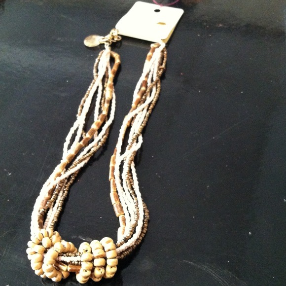 Ivory and brown beaded necklace
