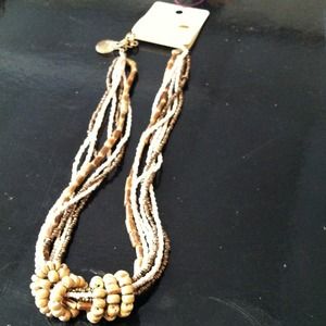 Ivory and brown beaded necklace