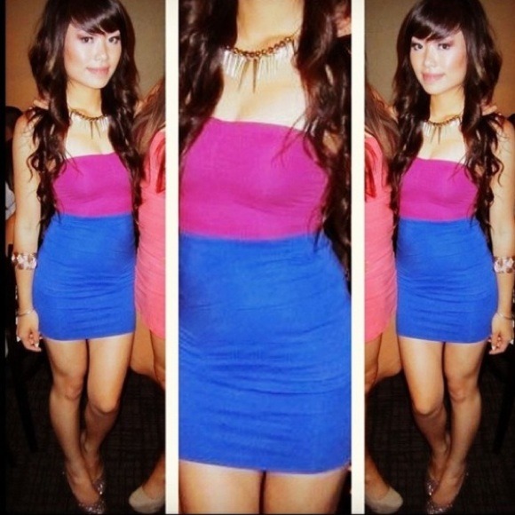 FULL OUTFIT- Blue Skirt & Pink Crop Top
