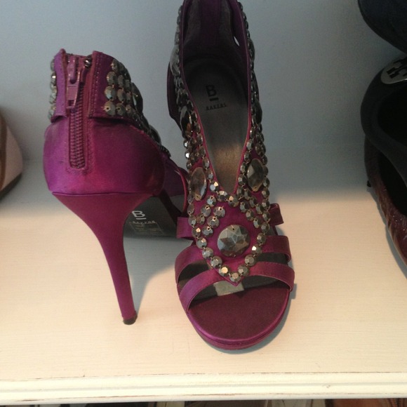 Deep purple satin heels