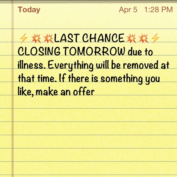 CLOSING TOMORROW