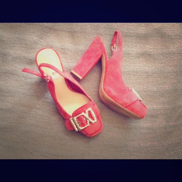 Hot pink suede sling backs!