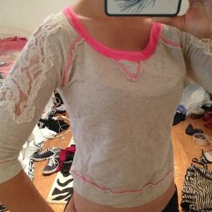 Hot pink lined cropped sweater