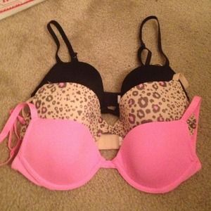 Bundle 3 Bras - hot pink, leopard, and black!