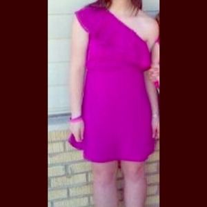 Purple one shoulder dress