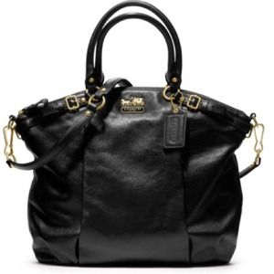 AUTH Coach Madison Black/Silver Leather Lindsey