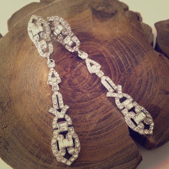 Art Deco Diamanté Earrings reserved!