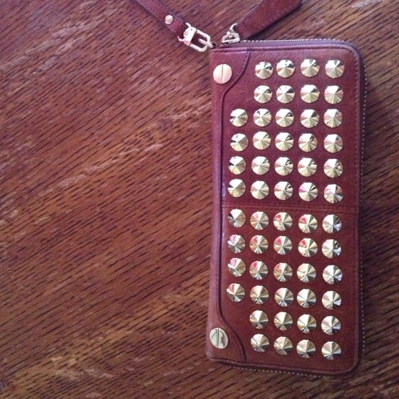 Be&D leather wallet w gold studs!