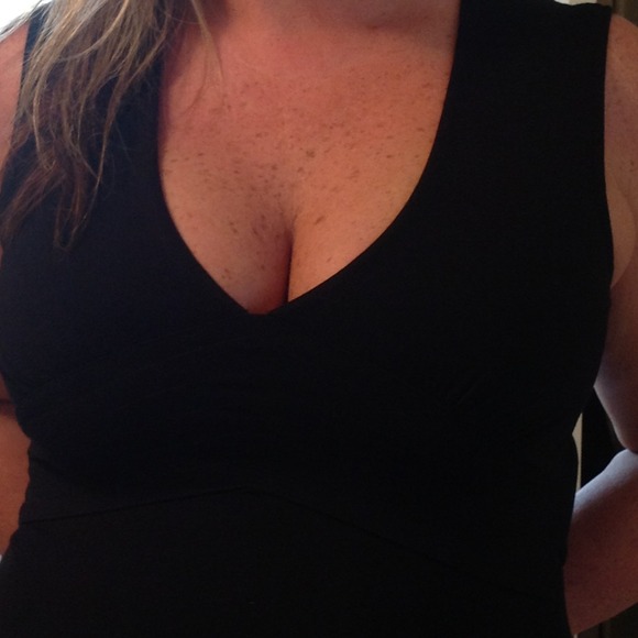 Black low cut sleeveless top. MADE IN FRANCE