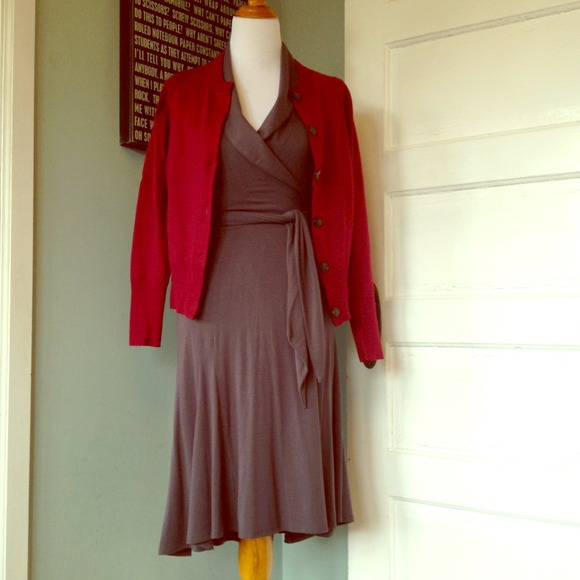 SOLD Tart heavy jersey grey wrap dress!