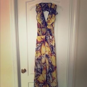 *** SOLD *** Beautifully floral halter maxi-dress