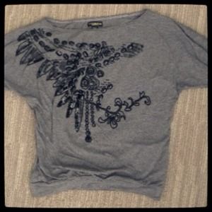 Embellished grey top studded size S