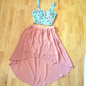 SOLD Coral high low skirt
