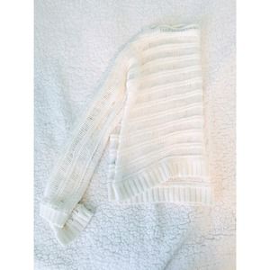 white loose knit sweater