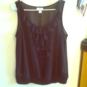Sheer black ruffle shirt