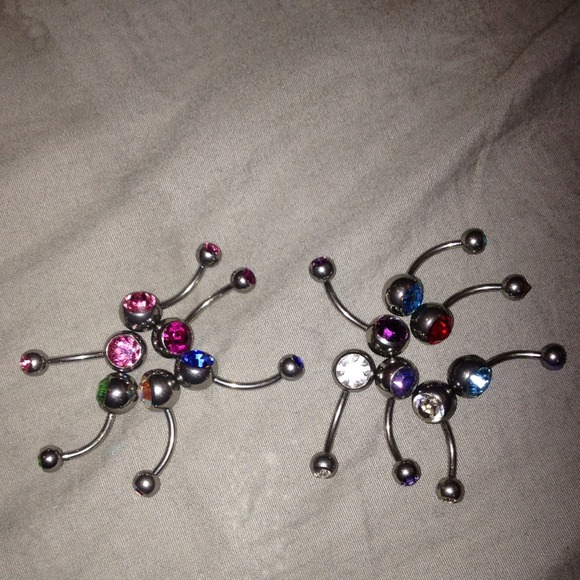 Silver crystal bellyrings assorted colors - Picture 1 of 4