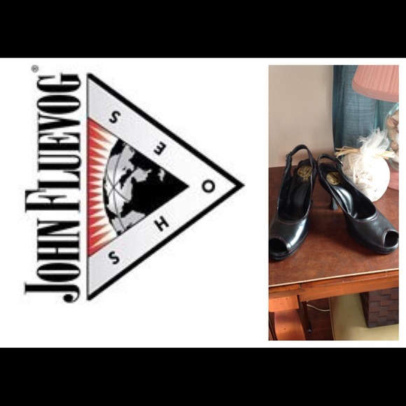 🃏John Fluevog heels; black leather/red stitching.