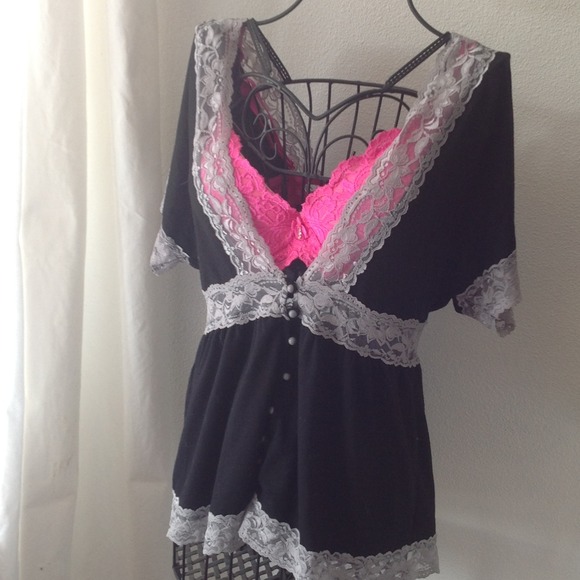Black and Purple Lace Button-Up. Bundle for Pehang