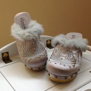 Clogs Lena Luis silver 8 1/2 with teal top