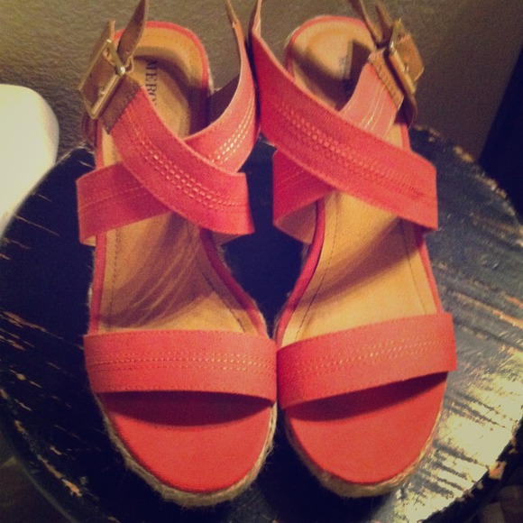 Coral Cork Wedges and White Summer Wedges bundle