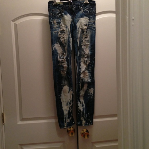Bleached ripped jeans